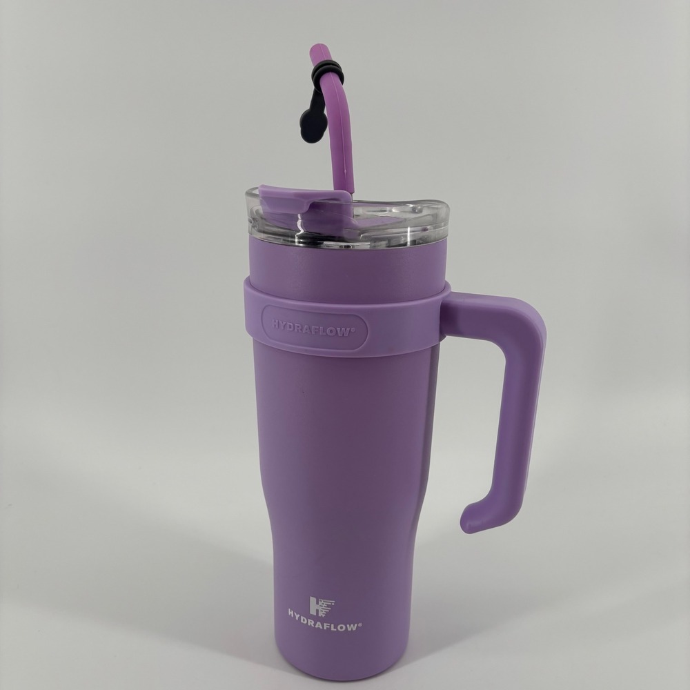 Hydraflow Capri Tumbler Mug 40oz Purple Excellent Insulated Straw Handle